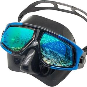 Farsighted Hyperopia Scuba Dive Mask,Tempered Glass Lenses,Anti-Fog, Blue +2.0